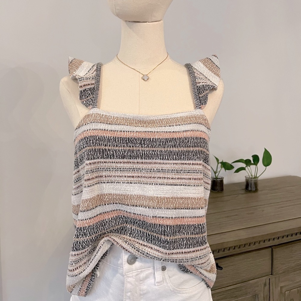 Madewell Texture and Thread Ruffle Sleeve Tank | XS